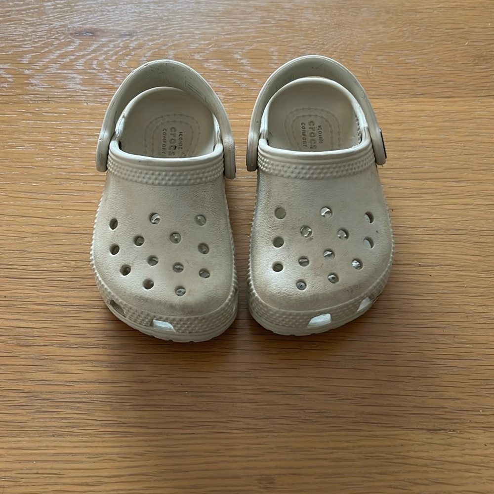 Bone colored toddler Crocs